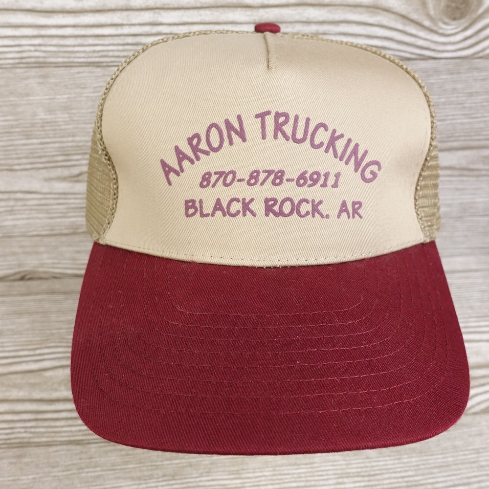 VINTAGE AARON TRUCKING BLACK ROCK ARKANSAS MESH BASEBALL HATT CAP